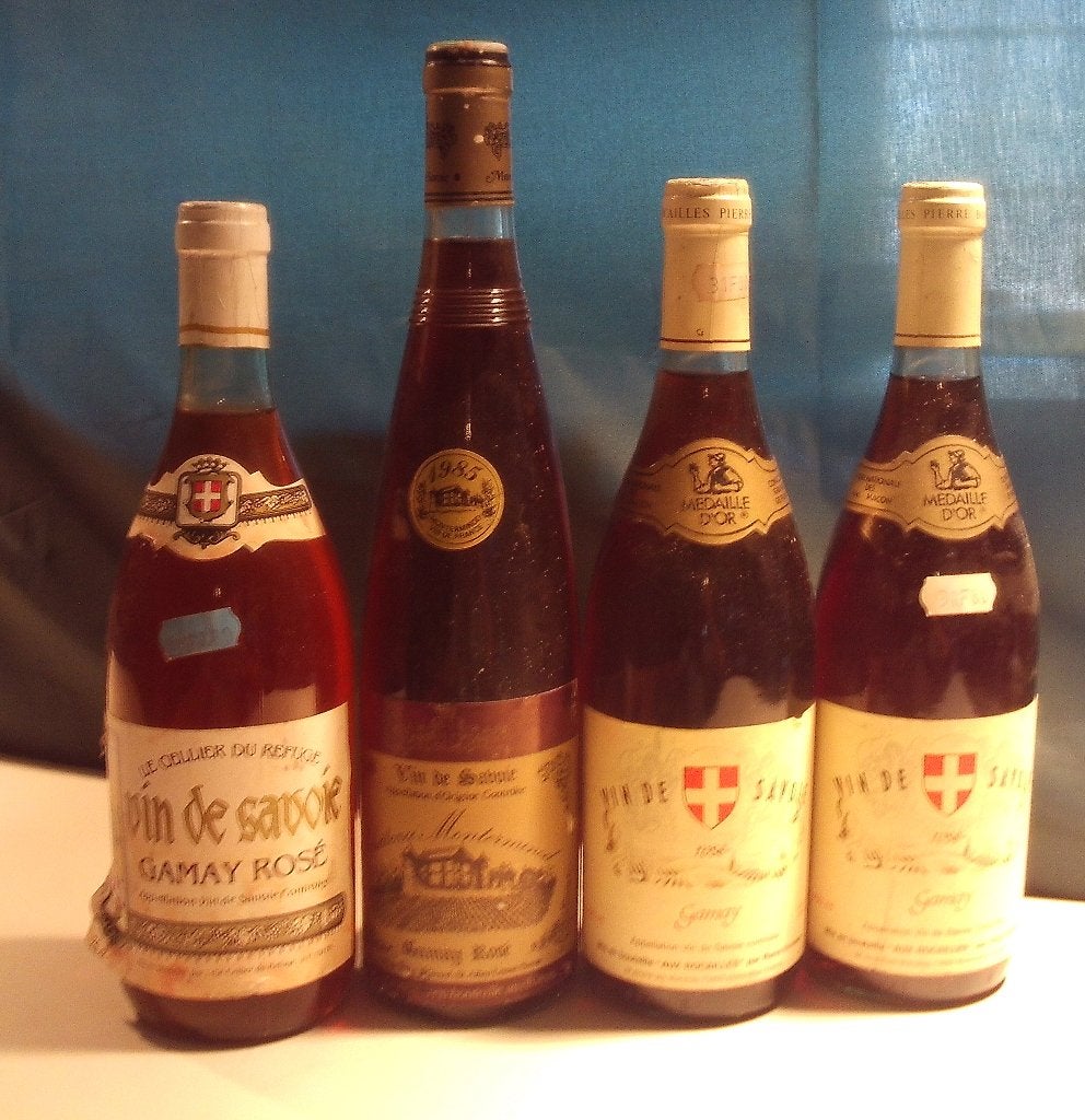 4x Vin de Savoie - Gamay Rosé - 1985 / 1988, Roséwijn, Frankrijk, Ophalen of Verzenden, Zo goed als nieuw