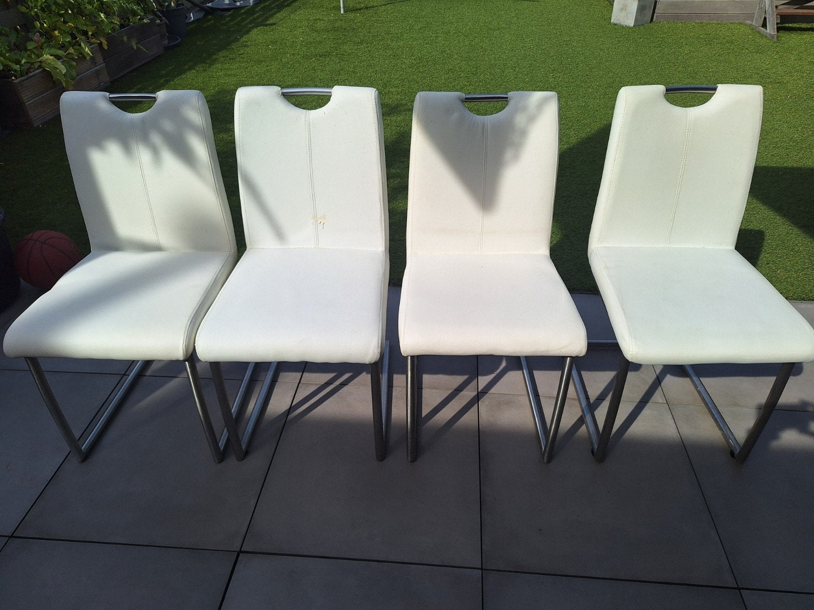 4 stoelen, Huis en Inrichting, Stoelen, Ophalen, Gebruikt, Wit, Vier