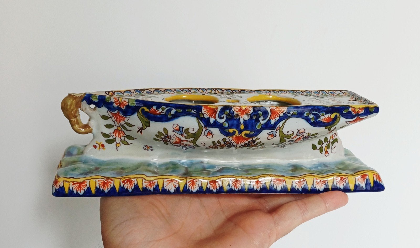Porte-encrier ancien en poterie de Rouen, Enlèvement ou Envoi