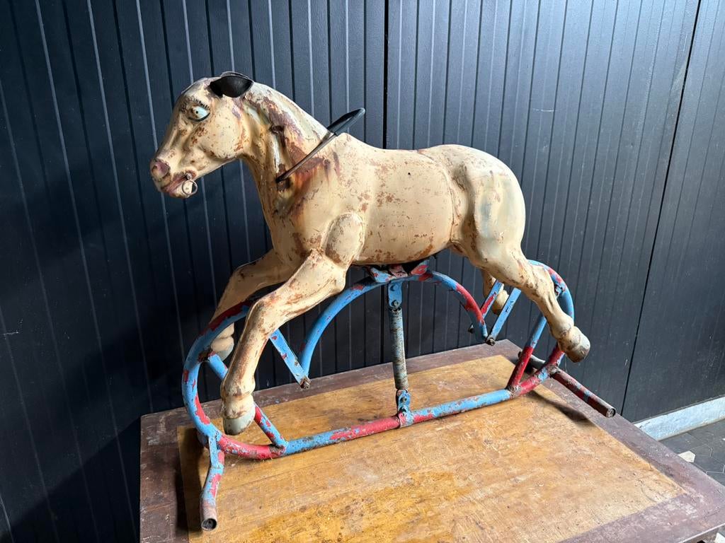 Antiek schommelpaardje metaal, Antiquités & Art, Enlèvement