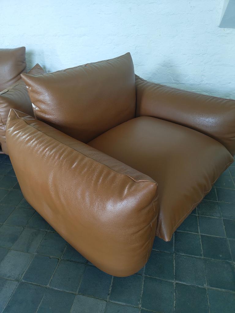 2 Marenco Arflex bruin leer eenzits, Ophalen, Gebruikt, Eenpersoons, Rechte bank