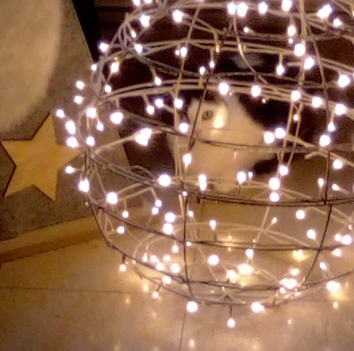 grote kerstbal verlicht, Ophalen