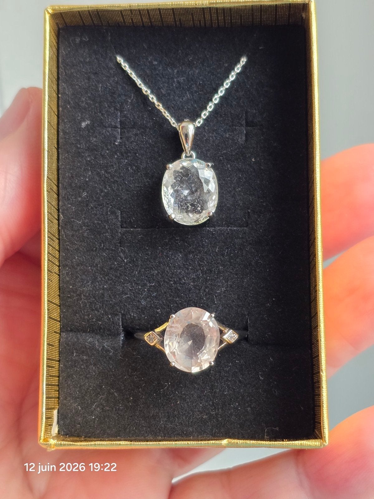 Ensemble en argent massif avec morganite naturelle, Neuf, Enlèvement, Avec pierre précieuse, Argent