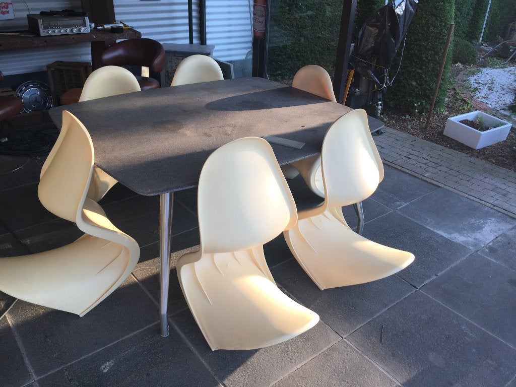 6 mooie Verner Panton chairs, Huis en Inrichting, Ophalen, Gebruikt, Kunststof, Vijf, Zes of meer stoelen