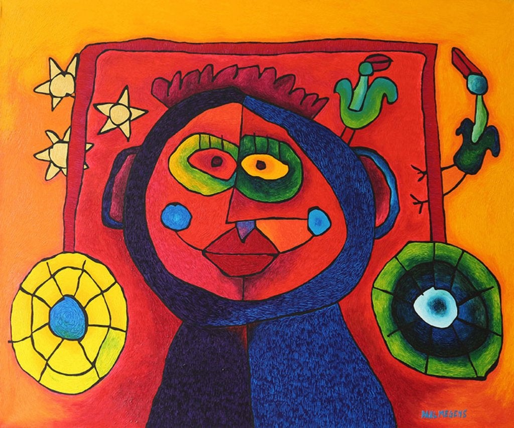 Paul Megens groot schilderij KLEINE PRIJS !, Antiek en Kunst, Ophalen
