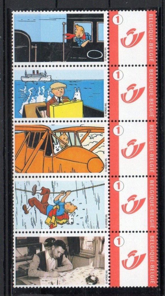 5 duostamps Tintin neufs, Enlèvement