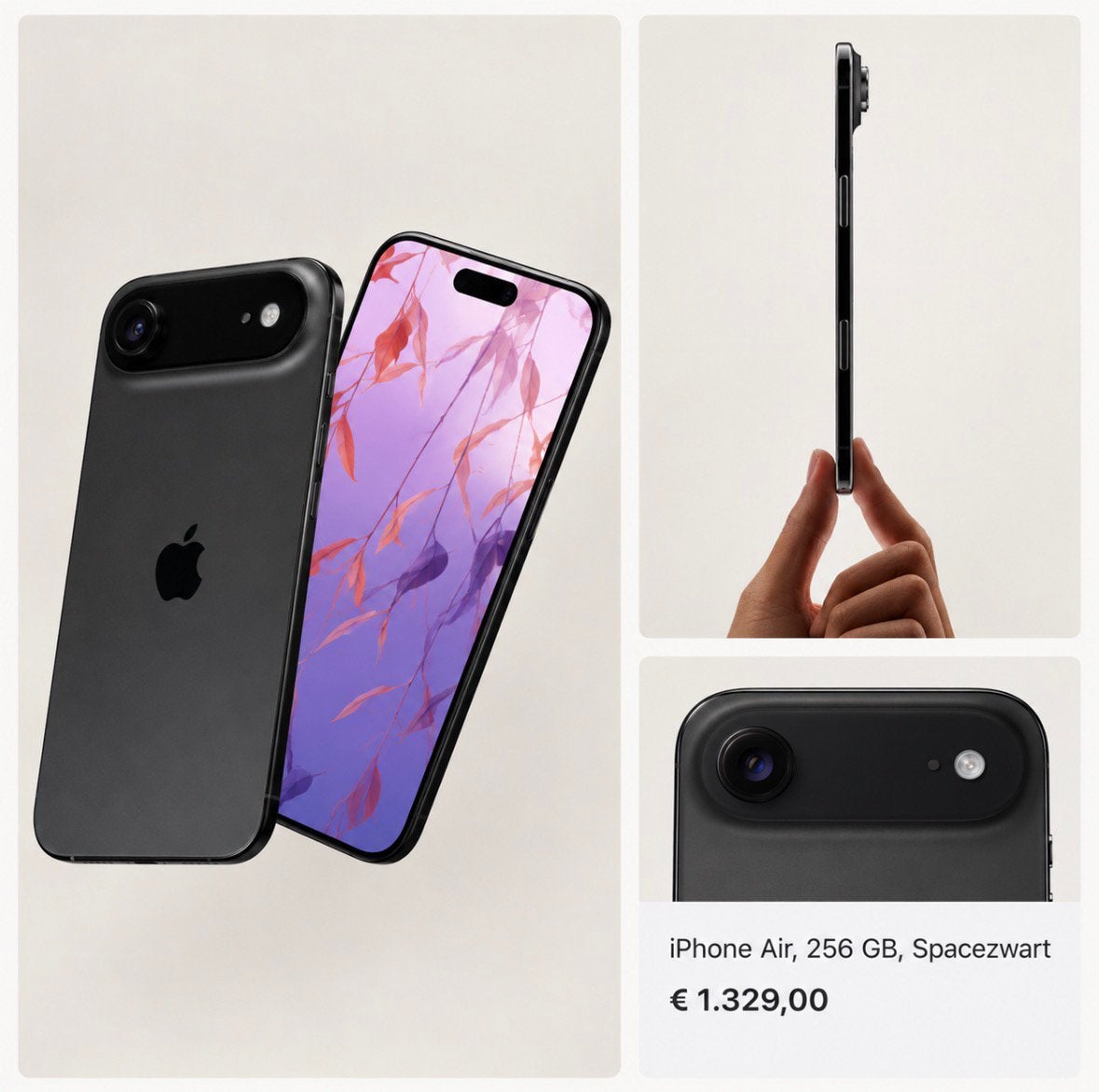Iphone AIR 256 GB spacezwart, 256 GB, IPhone 17 Air, Zwart, Nieuw