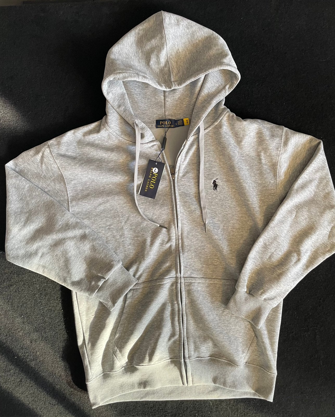 Ralph Lauren zip up L valt als L/ M grijs gloednieuw, Ophalen of Verzenden, Nieuw, Maat 52/54 (L), Grijs