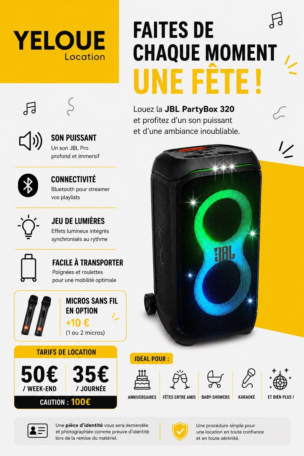 Location enceinte JBL partybox 320, Audio, Tv en Foto, Luidsprekerboxen, Bluetooth, Ophalen, Zo goed als nieuw, JBL