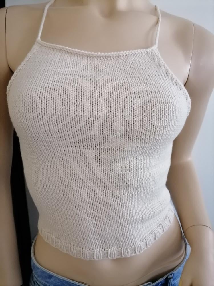 handgebreide zomer top maat S, Kleding | Dames, Topjes, Verzenden, Wit, Nieuw, Maat 36 (S)
