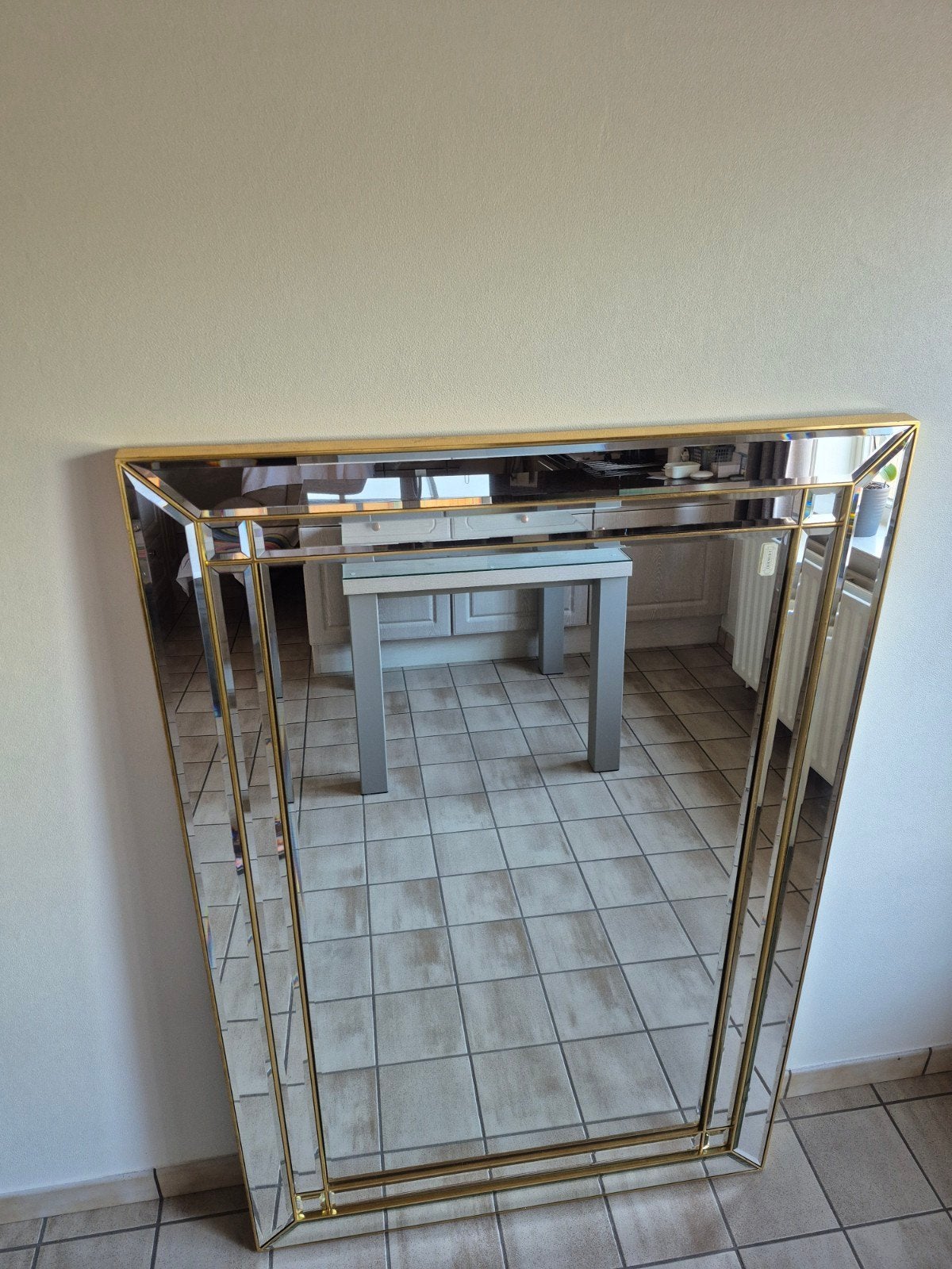 Deknudt design spiegel – messing/goudkleurig – 141  93 cm –, Huis en Inrichting, Woonaccessoires | Spiegels, Ophalen