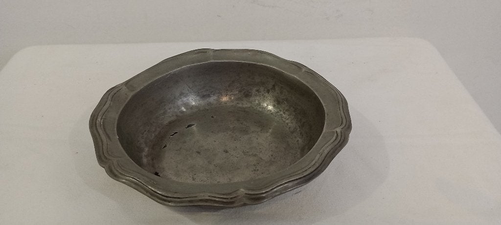 Oude gestempelde tinnen beker Ø 17,5 cm (in originele staat), Ophalen of Verzenden