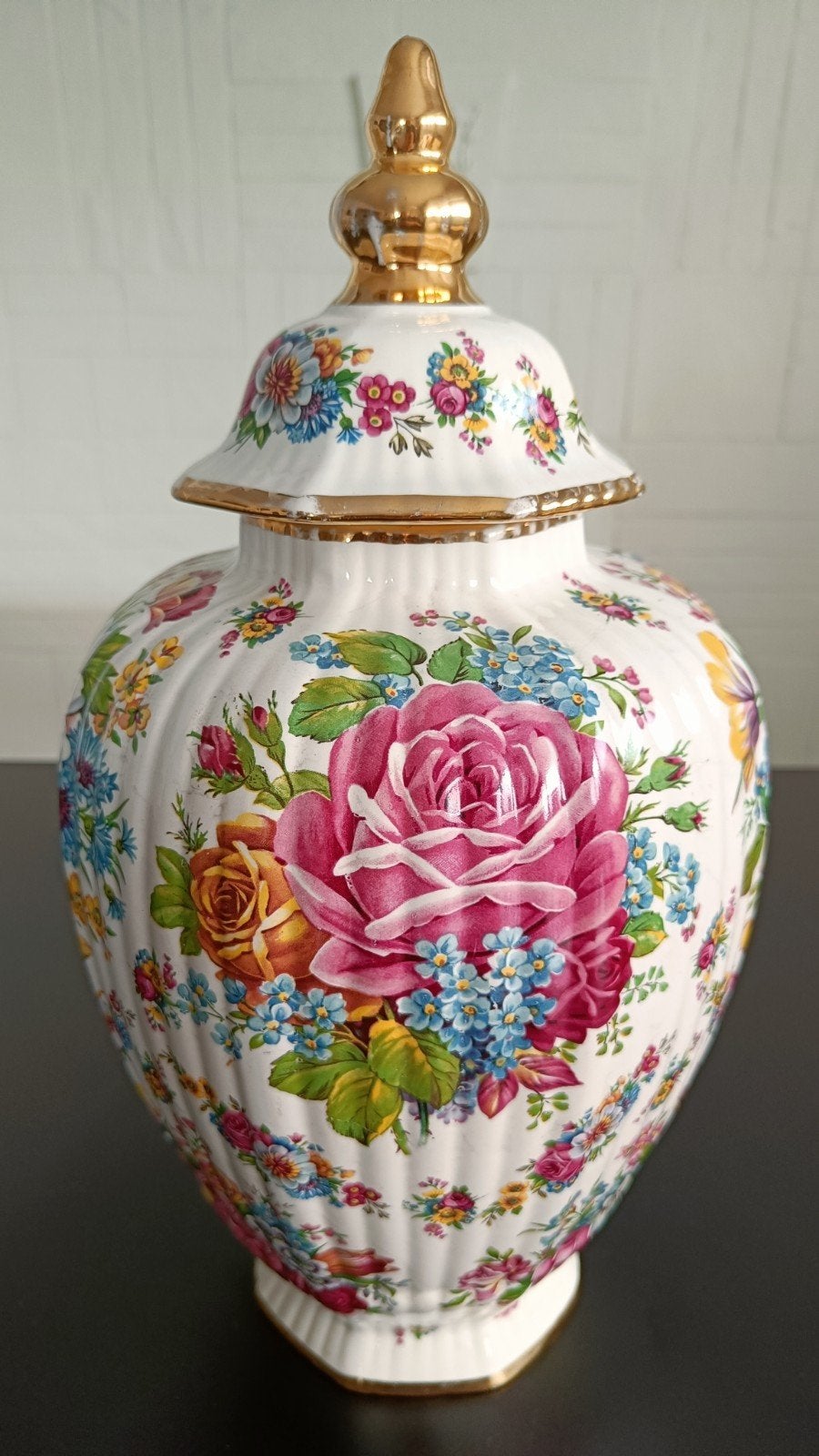 Vase et couvercle vintage Keralux Boch Belgium 40 cm., Enlèvement ou Envoi