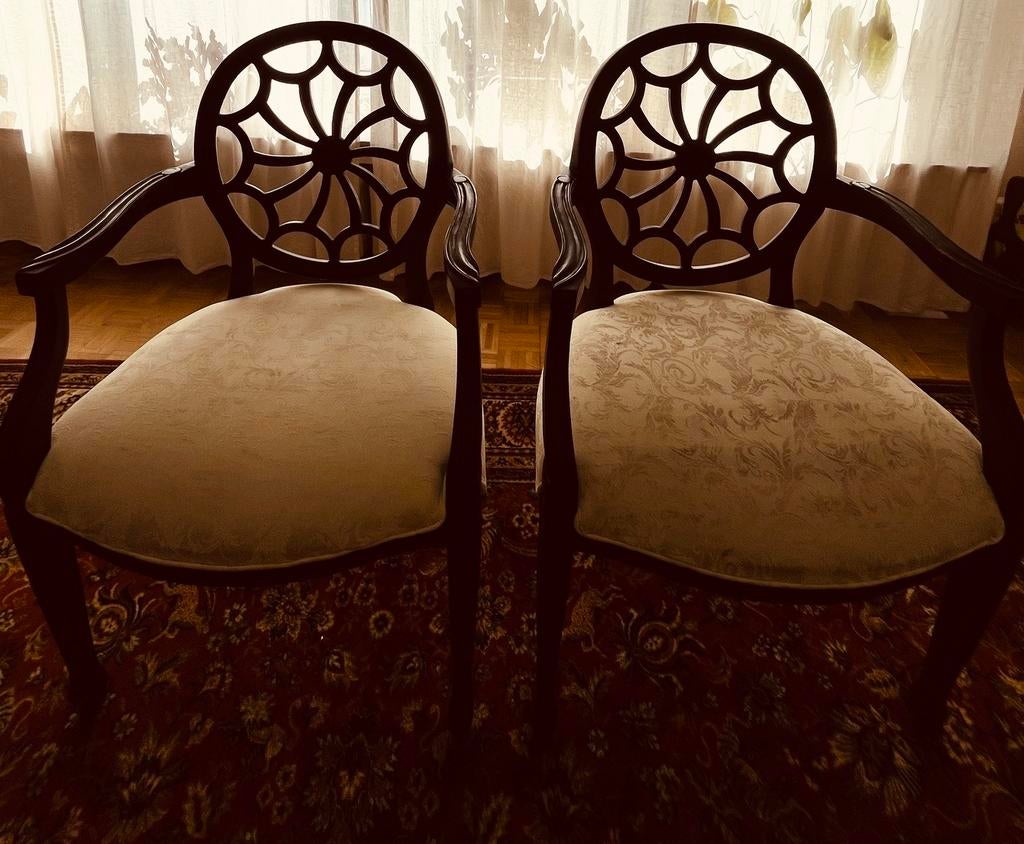 Paire de Chaises de Salle à Manger Classiques – Bois & Tissu, Enlèvement