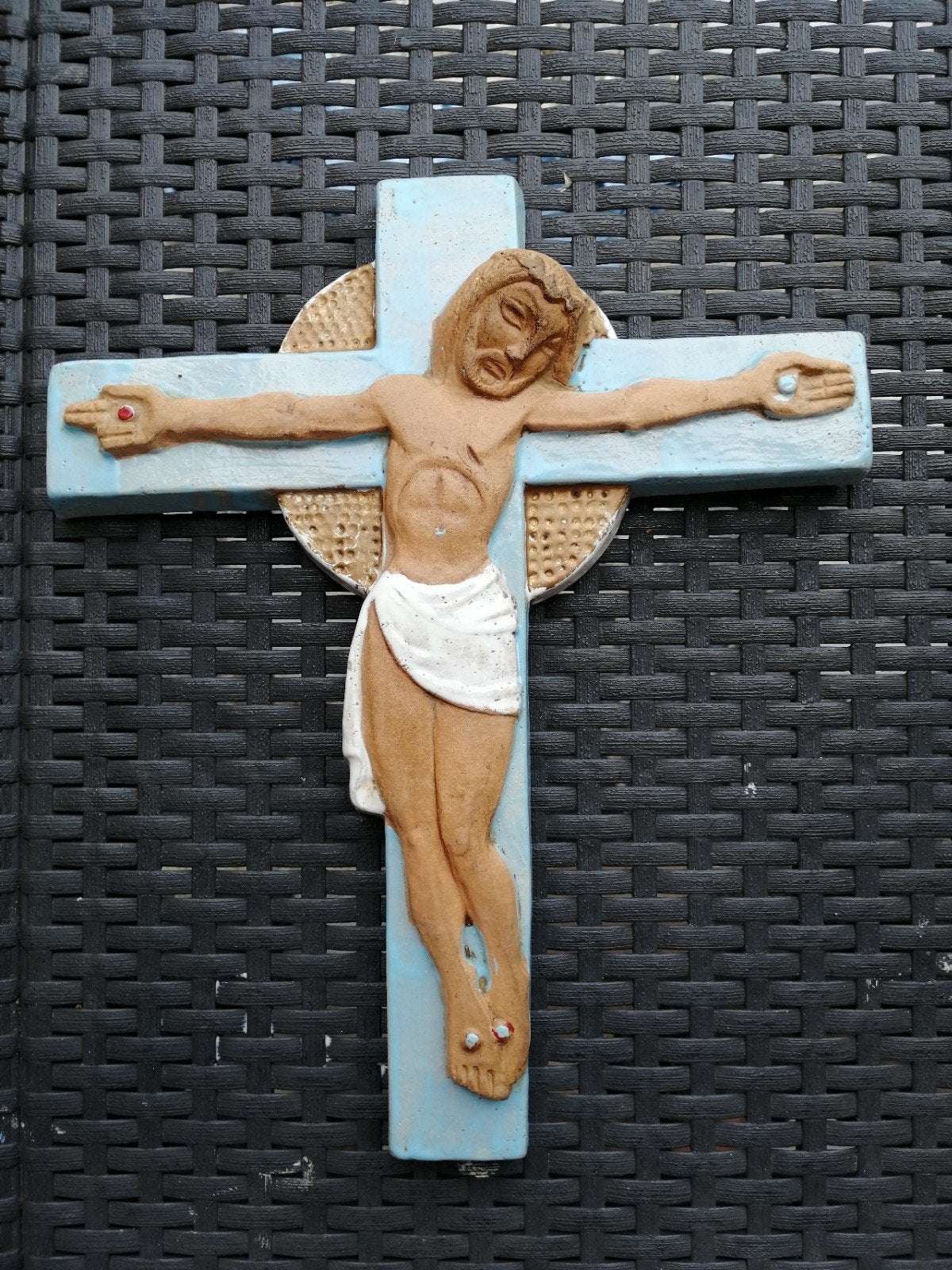 kruisbeeld in grés Guérin Bouffioulx, Antiek en Kunst, Ophalen of Verzenden
