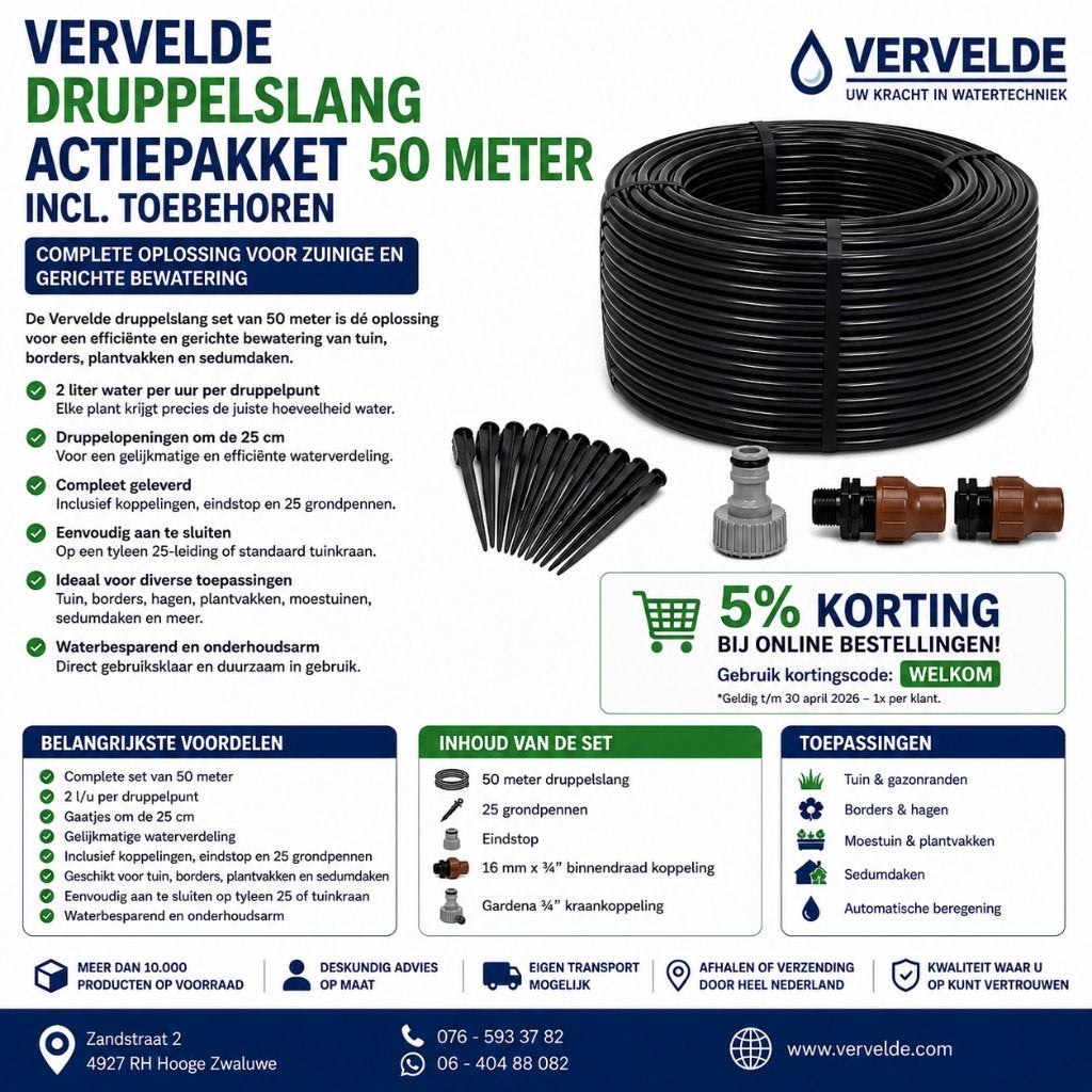 druppelslang actiepakket 50 meter incl. toebehoren, Jardin & Terrasse, Systèmes d'égouttage, Enlèvement ou Envoi, Neuf