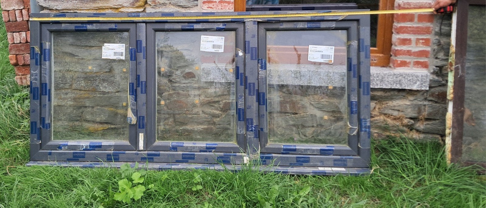 antraciet Deceuninck raam 213x95 sprimoglas(nieuw), Ophalen