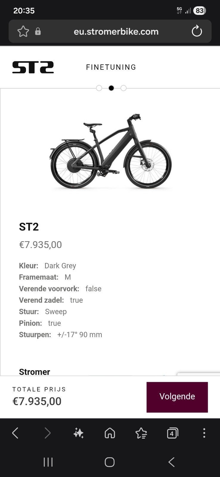 STROMER ST2 SPORT — 2023 — 983 Wh — Seulement 750 km — Taill, 51 à 55 cm, 50 km par batterie ou plus, Comme neuf, Enlèvement