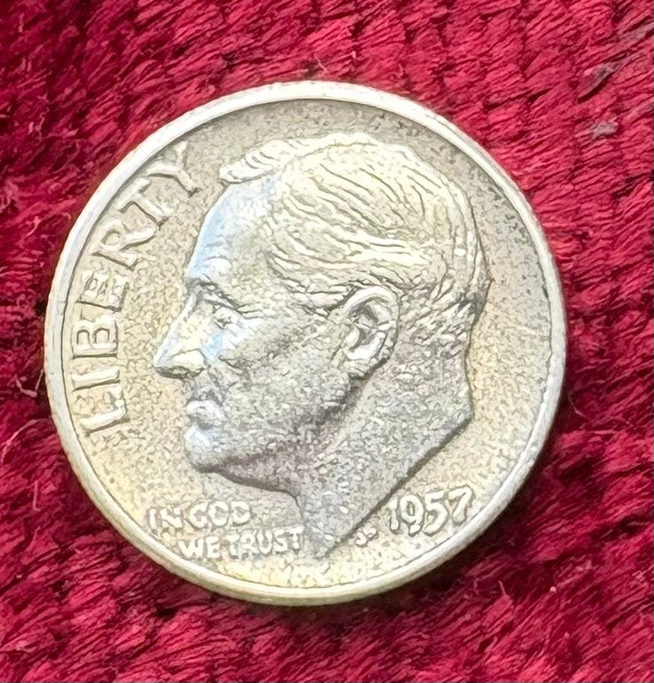 Silver Dime Roosevelt 1957 États-Unis, Timbres & Monnaies, Monnaies | Amérique, Enlèvement ou Envoi, Amérique du Nord, Monnaie en vrac