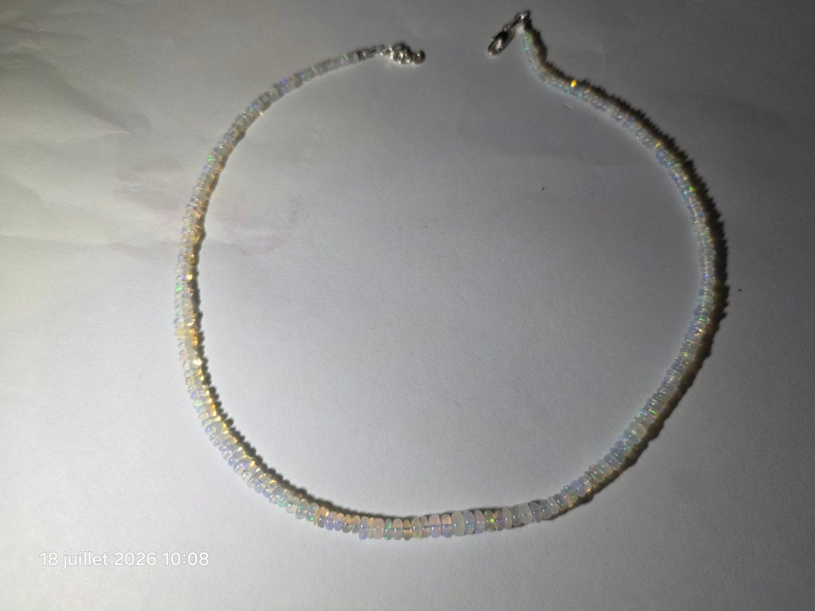 Collier en argent sterling avec opales naturelles d'Éthiopie, Bijoux, Sacs & Beauté, Colliers, Neuf, Enlèvement, Réglable, Argent