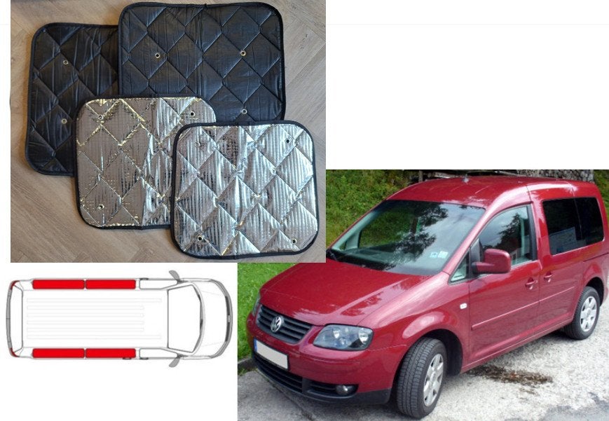 Raamisolatie Volkswagen Caddy 2004-2020 (4 delig) Black Line, Caravanes & Camping