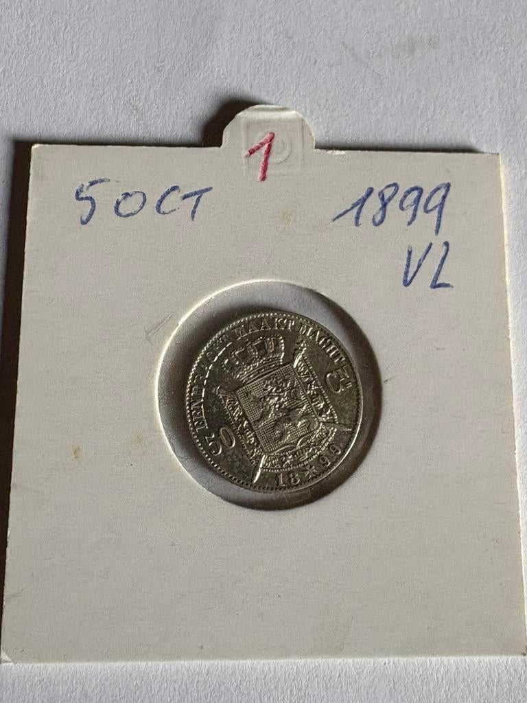 50 Centimes  België 1899 ‘NL’, Zilver, Ophalen of Verzenden, Losse munt, Zilver