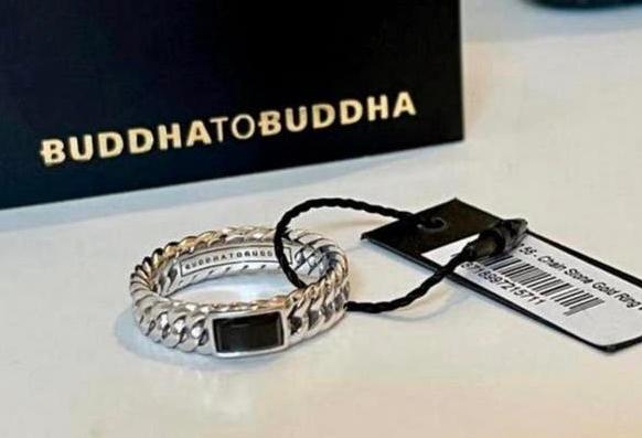 Buddha to Buddha ring in 14 karaat witgoud met Spinel steen!, Handtassen en Accessoires, Nieuw, Ophalen of Verzenden, 17 tot 18