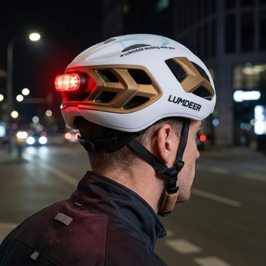 Fietshelm met LED-achterlicht – Wit/Goud, Ophalen of Verzenden, Nieuw, Medium