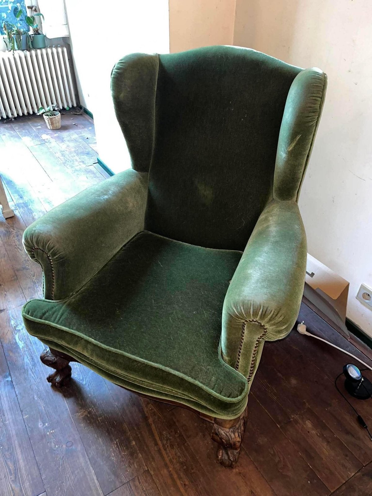 Green velvet armchair, Ophalen, Gebruikt