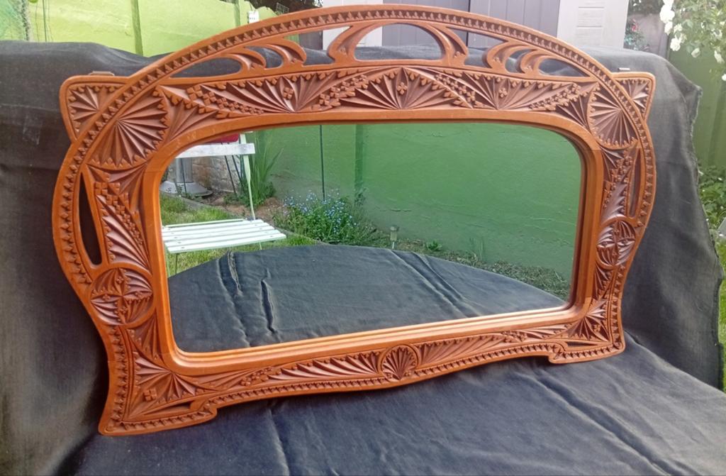 Miroir en bois sculpté - Jugendstil - Art Nouveau, Enlèvement