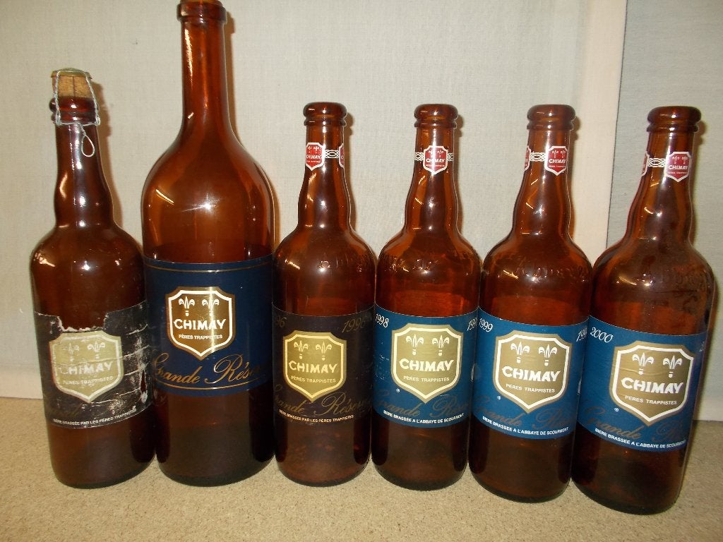 VIDE - de bouteilles Trappistes CHIMAY de 75 cl et 1,5 L., Enlèvement, Utilisé, Bouteille(s), Autres marques