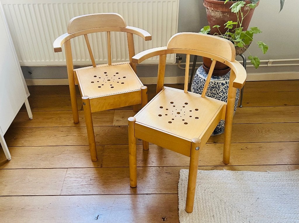 2 postmoderne vintage IKEA bentwood multiplex berken stoelen, Ophalen