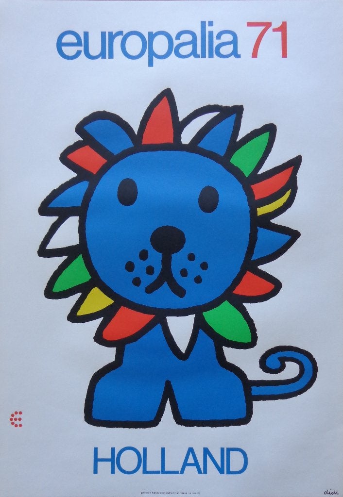 DICK BRUNA / EUROPALIA 71 / LITHO-AFFICHE / 65x45cm / 1971, Antiquités & Art, Art | Lithographies & Sérigraphies, Édition limitée