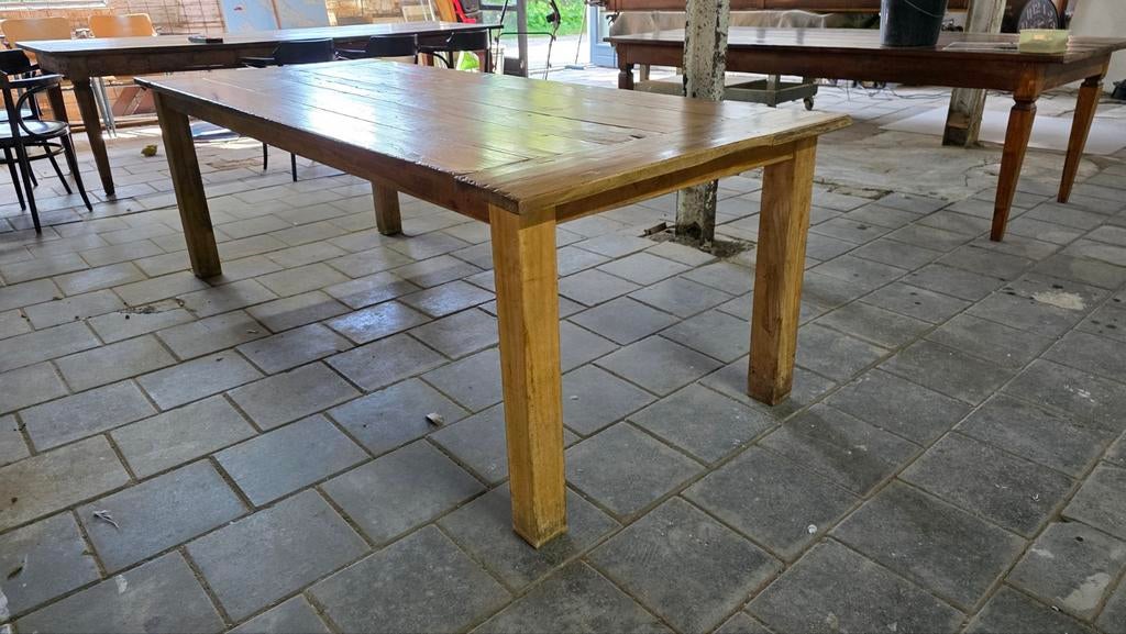 Boerentafel- 240 cm lang mooi geleefd blad, Huis en Inrichting, Tafels | Eettafels, Ophalen of Verzenden, Gebruikt, Teakhout