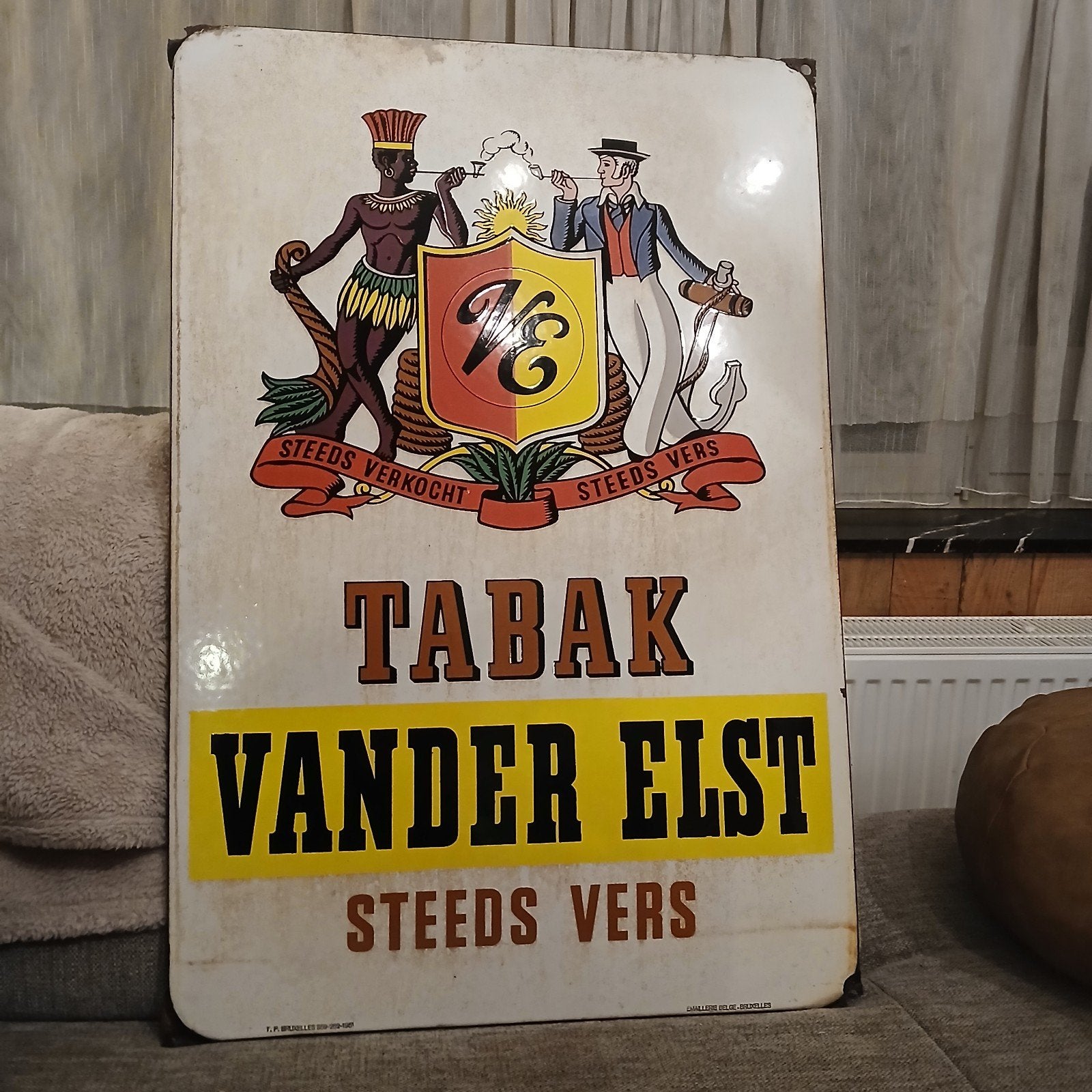 vander elst tabak emaille, Verzamelen, Ophalen of Verzenden, Gebruikt, Reclamebord