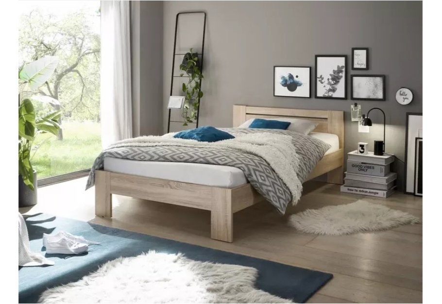 Lit 120 x 200 cm. avec sommier – idéal pour étudiant, Neuf, Gris, Queen size, 200 cm