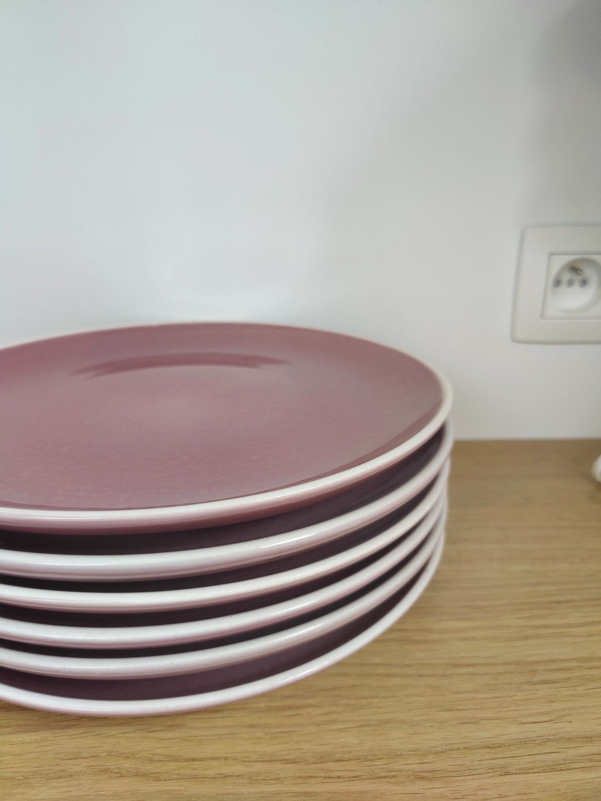 zes roze Pomax borden, Assiettes(s), Comme neuf, Céramique, Enlèvement