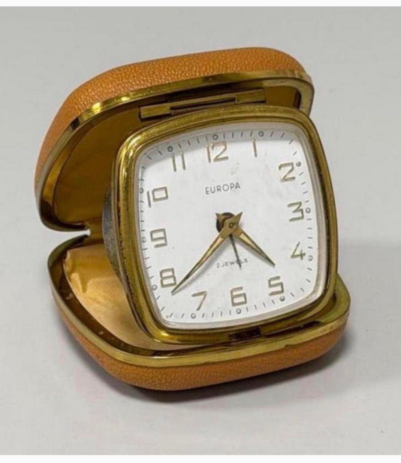Vintage antiek 1960 Europa 2Jewels reiswekker klok klap-etui, Ophalen of Verzenden
