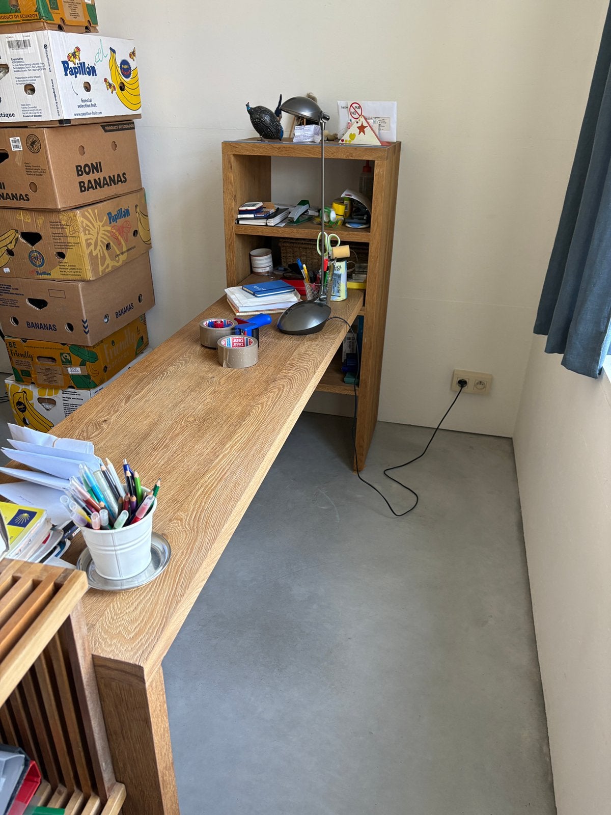 Bureau avec chaise, Bureau d'ordinateur, 180 cm, 44 cm, Comme neuf