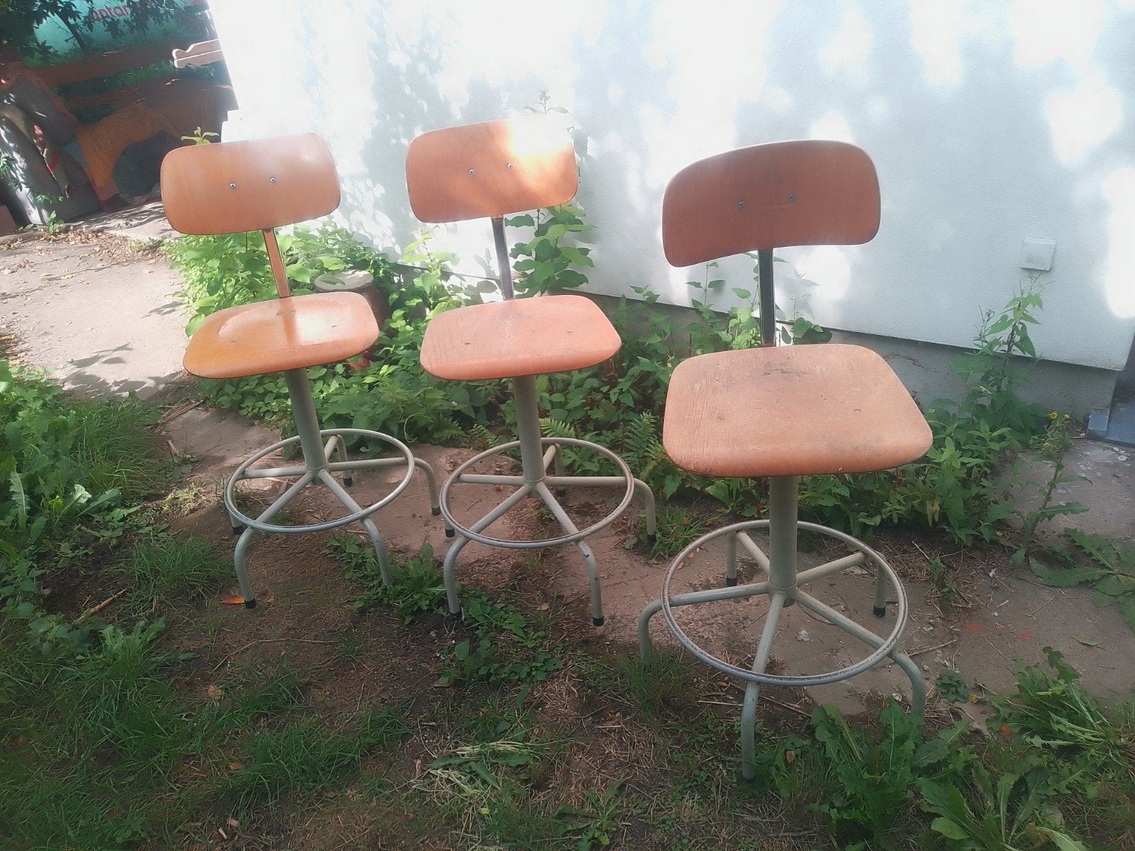 3 vintage bureaustoelen, Ophalen, Gebruikt, 60 tot 90 cm, Met voetsteun