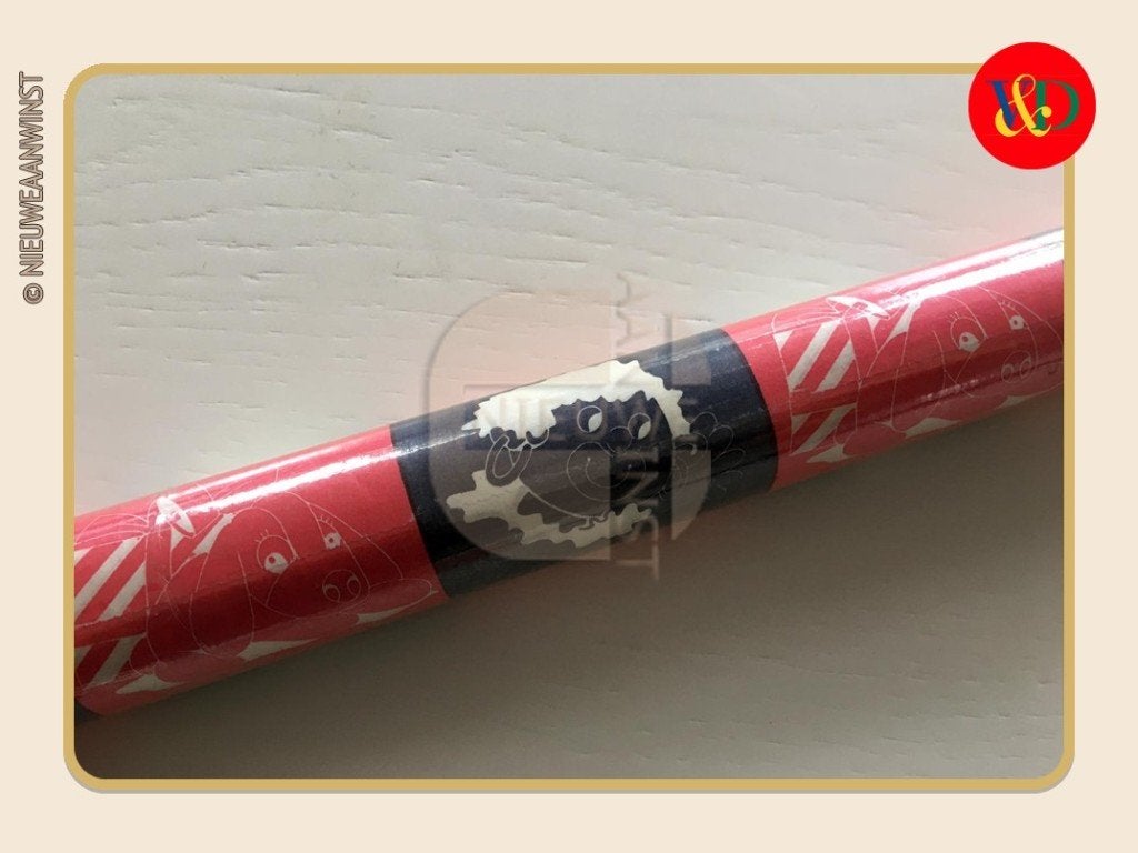 Nostalgische V&D rol inpakpapier - rood/blauw/wit - 250cm, Envoi, Neuf
