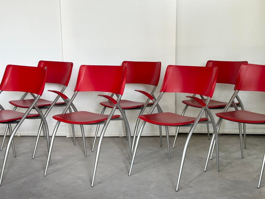 Vintage design eetkamerstoelen (7), Ophalen, Zo goed als nieuw, Grijs