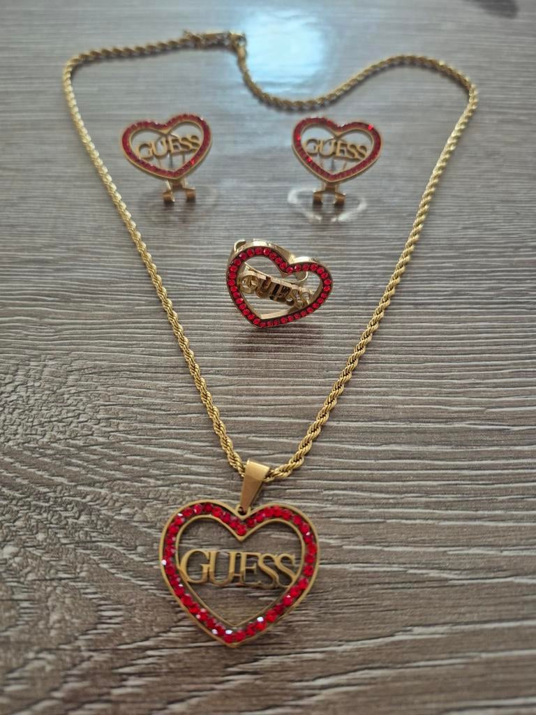 Guess sieraden, Verzenden, Nieuw, Rood, Met strass