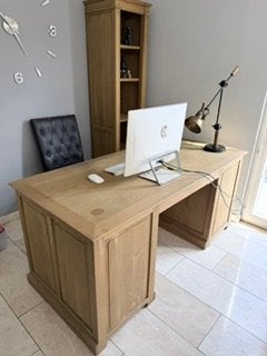 bureau eik met kast en stoel staat verloopig gereserveerd, Maison & Meubles, Bureaux, Comme neuf, Bureau d'ordinateur, Autres marques