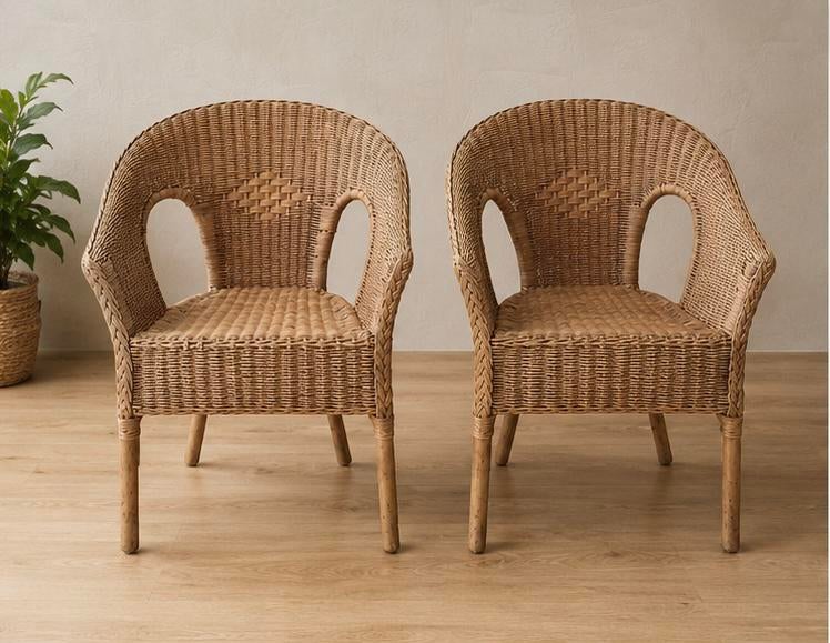 Vintage rieten fauteuils / rotan stoelen, Ophalen, Zo goed als nieuw, Rotan