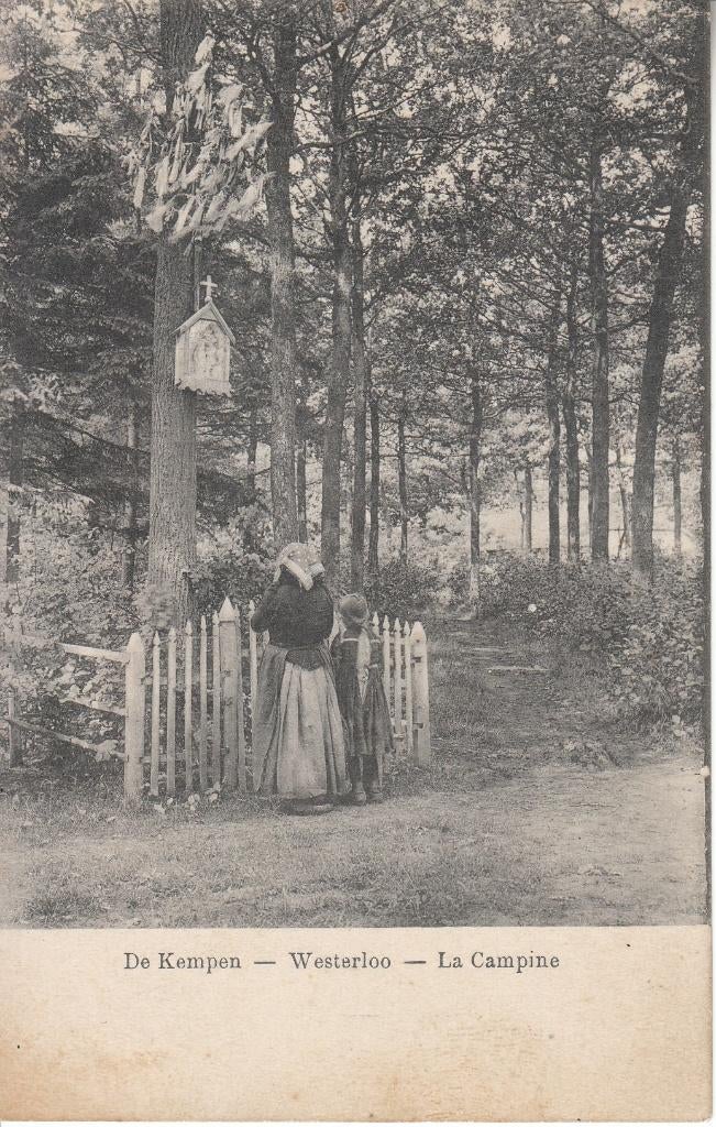 Postkaart - Westerlo - biddende kinderen kapelletje in bos, Ophalen of Verzenden, 1920 tot 1940, Gelopen, Antwerpen