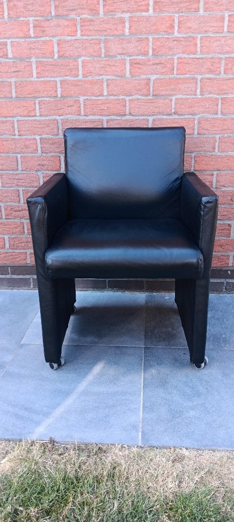 6 lederen stoelen, Ophalen, Gebruikt, Zwart, Leer