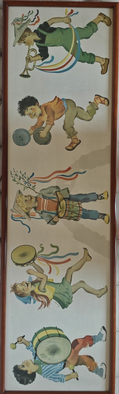 4 grands tableaux panoramiques (116,5 x 34,5 cm)  Gerda, Enlèvement, Vintage, Sous verre