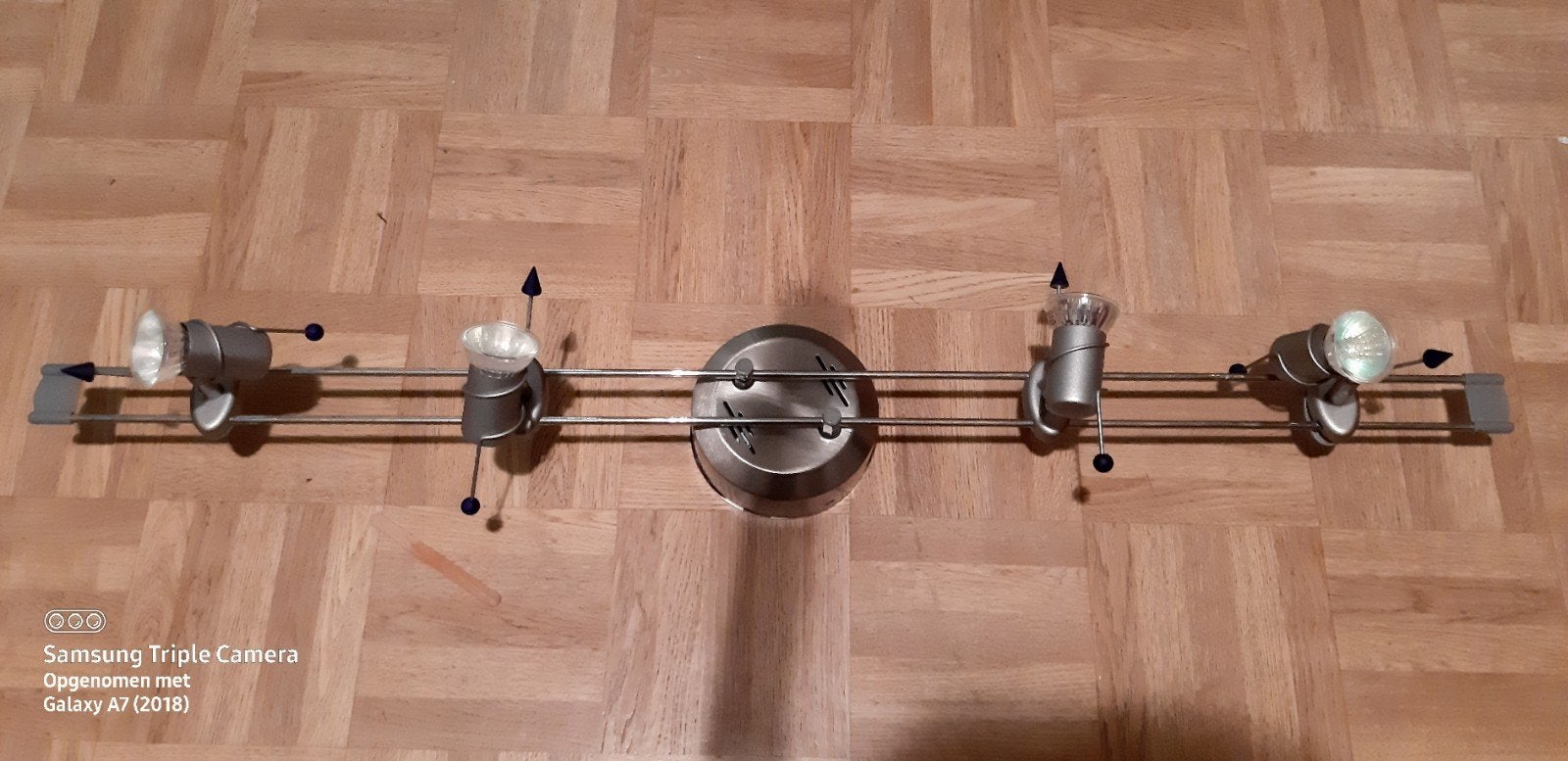 Plafondlamp met 4 spots, Huis en Inrichting, Ophalen, Gebruikt, E14 (klein), Geschikt voor plafondmontage