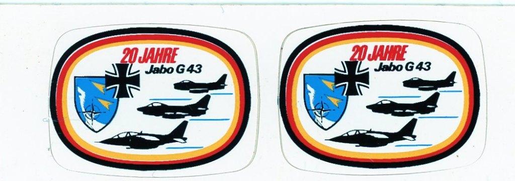 2x sticker 20 Jahre Jabo G 43 - Duitse Luftwaffe, Verzamelen, Verzenden, Luchtmacht, Overige typen